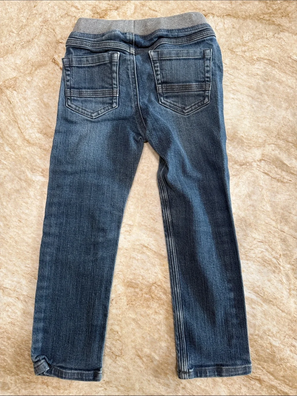 Hanna Andersson Boys' Blue Slim Straight Jeans with Knit Waist